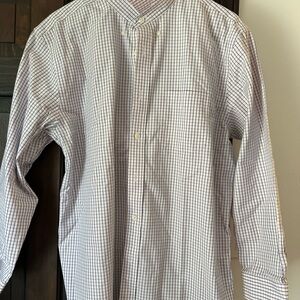 L.L. Bean White and Blue Casual Button Down Shirt
